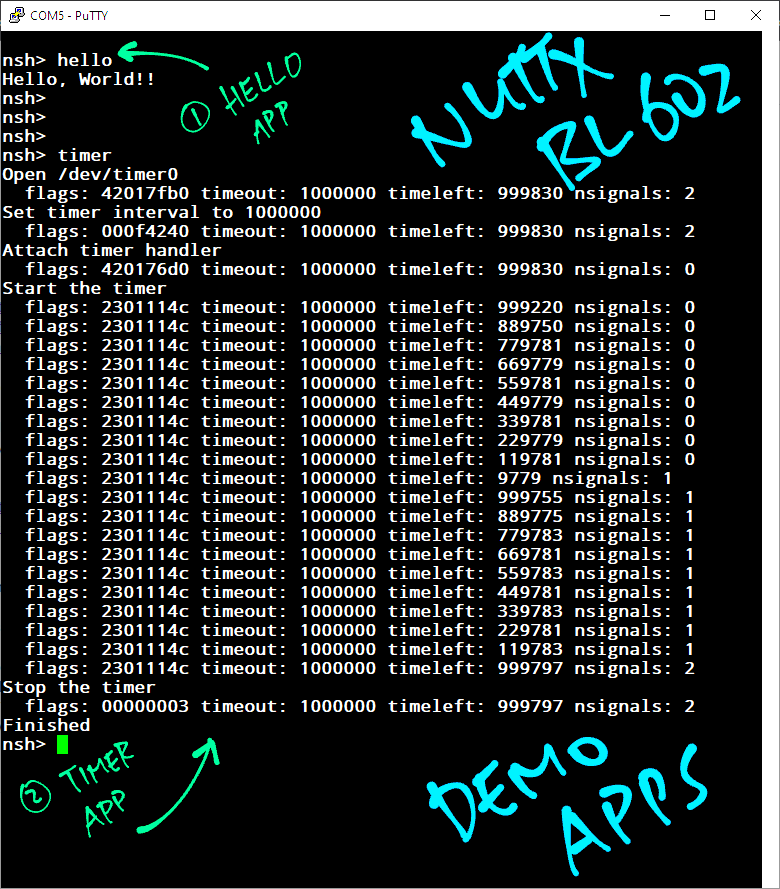Hello and Timer Demo Apps