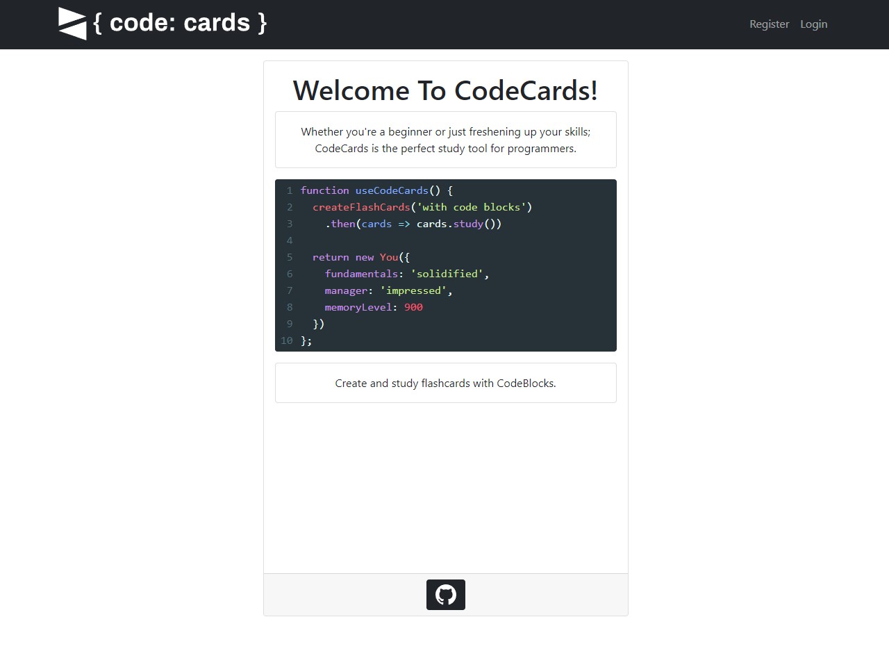 CodeCards Home Page