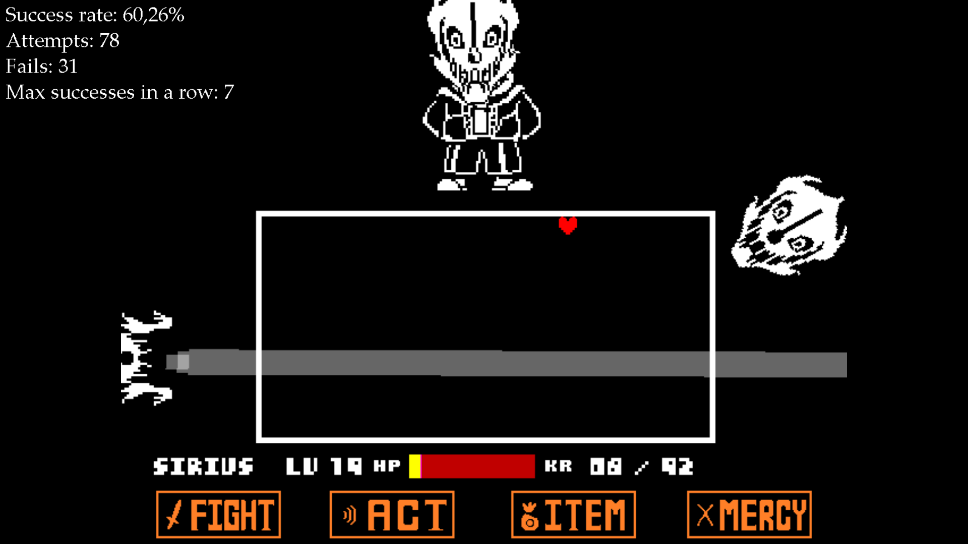 Usage example in Undertale in upper left corner