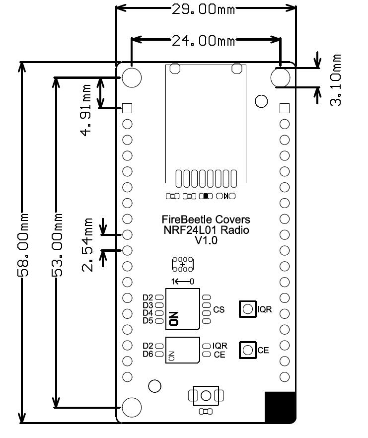 FireBeetle Covers-NRF24L01 Radio尺寸图