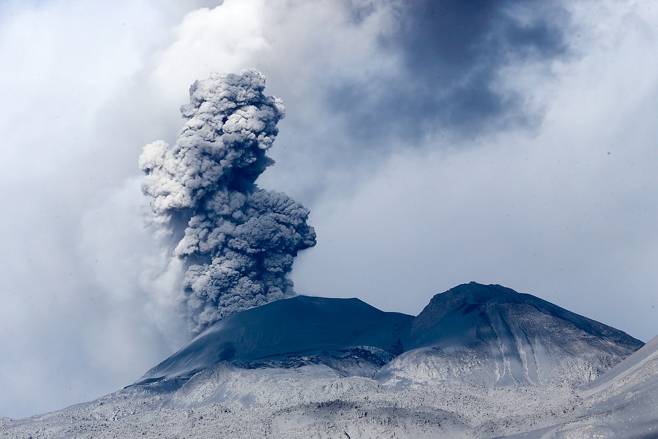 Sabancaya volcano erupting, Peru in 2017