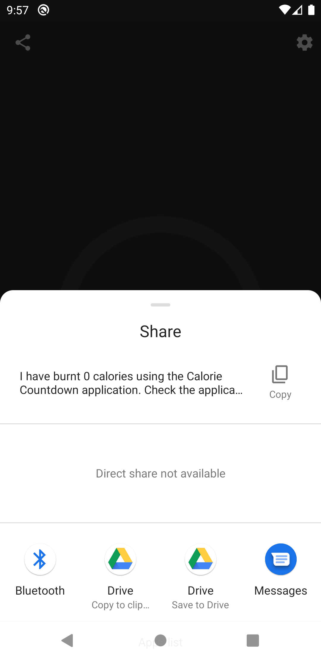 Share menu example