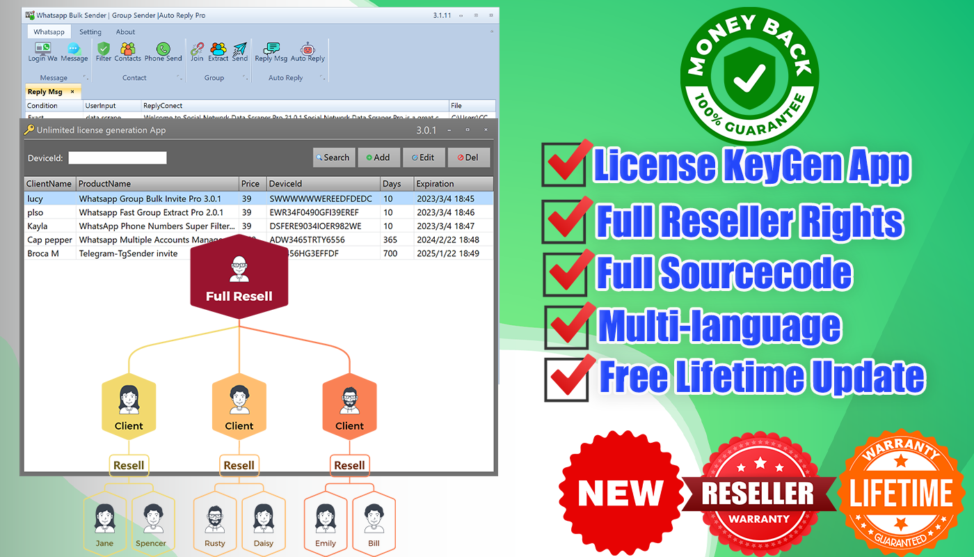 Whatsapp Bulk Sender | Group Sender |Auto Reply +License KeyGen App-Full Reseller