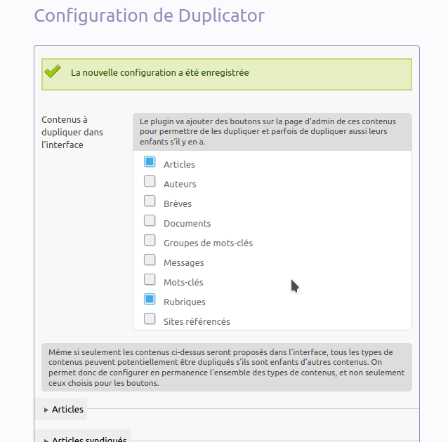 Configuration de Duplicator