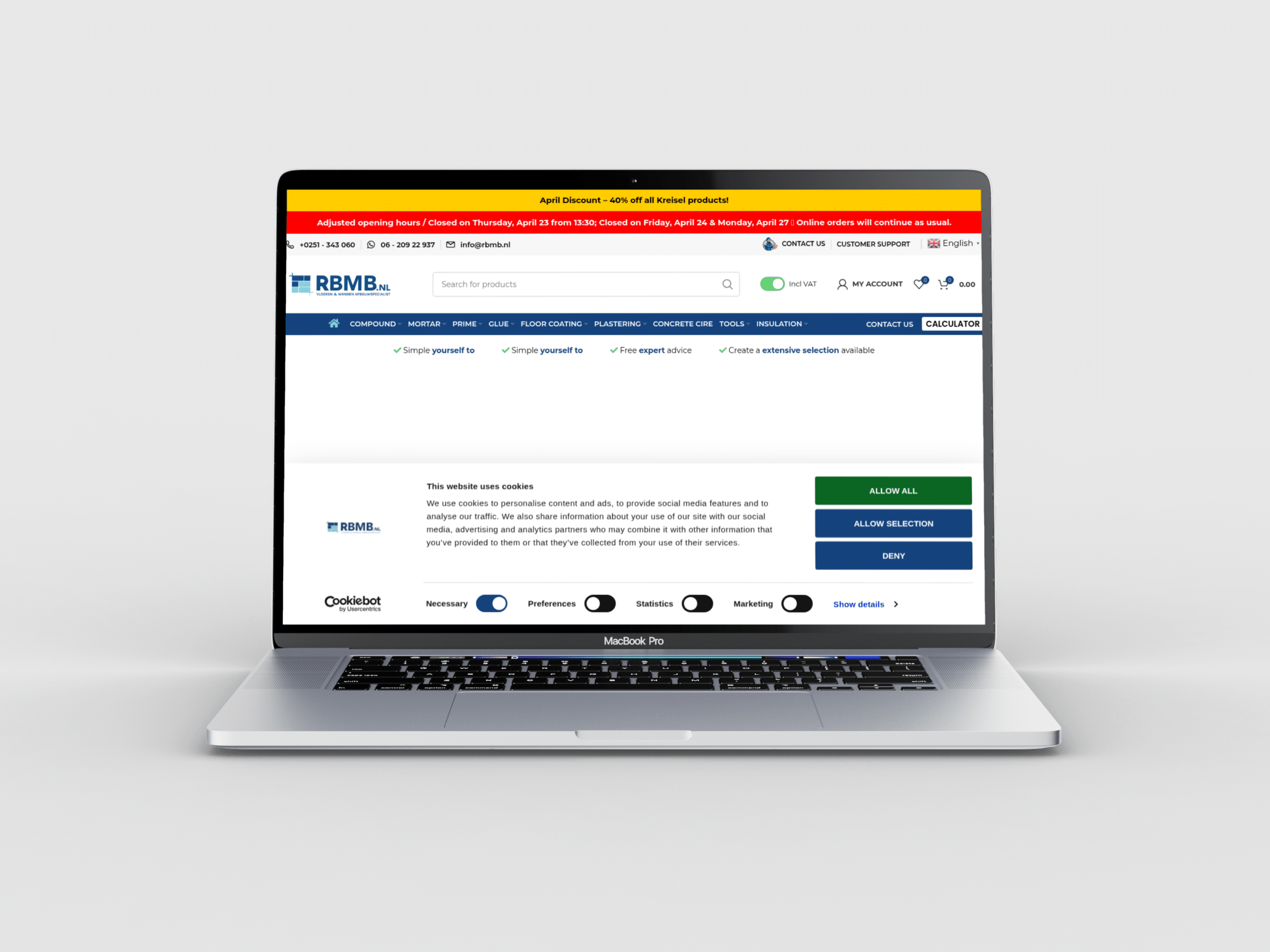 RBMB WooCommerce webshop desktop screenshot
