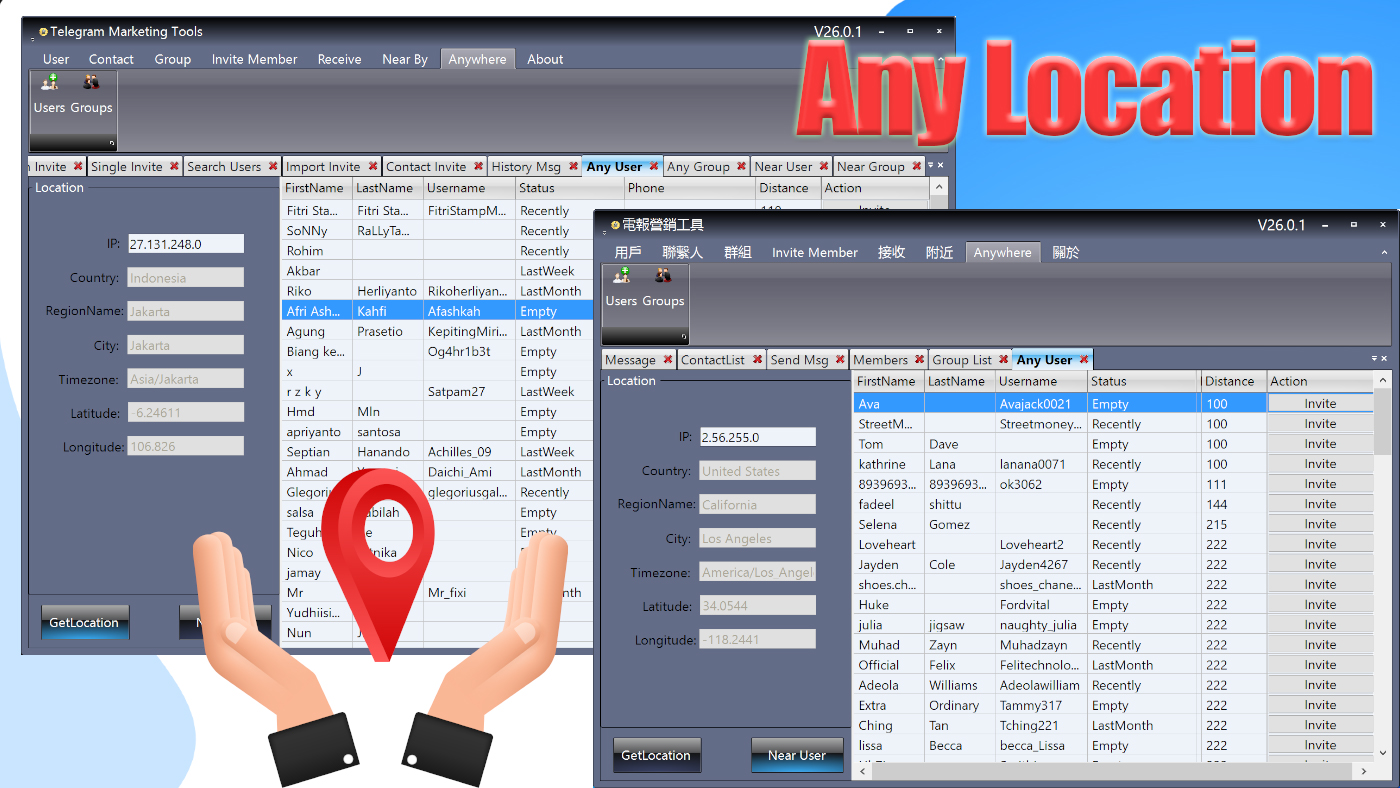 Telegram Marketing Tools Bulk Scraper/Extract/Add/Search/Invite Member|Join Group 45.1.1