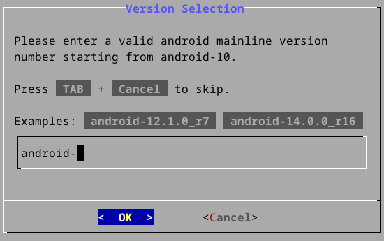 Android Version Dialog