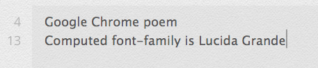 Poem in Lucida Grande, as probably intended, in Google Chrome