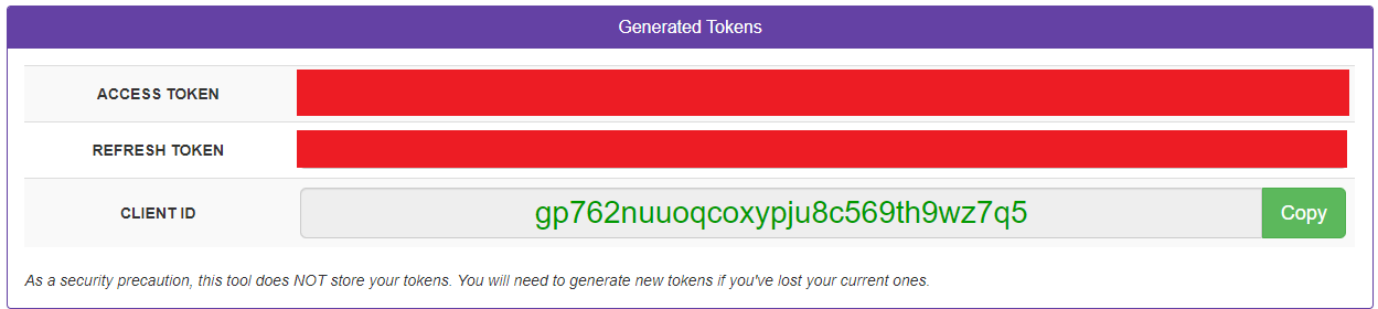 Get Client ID and Access Token from here