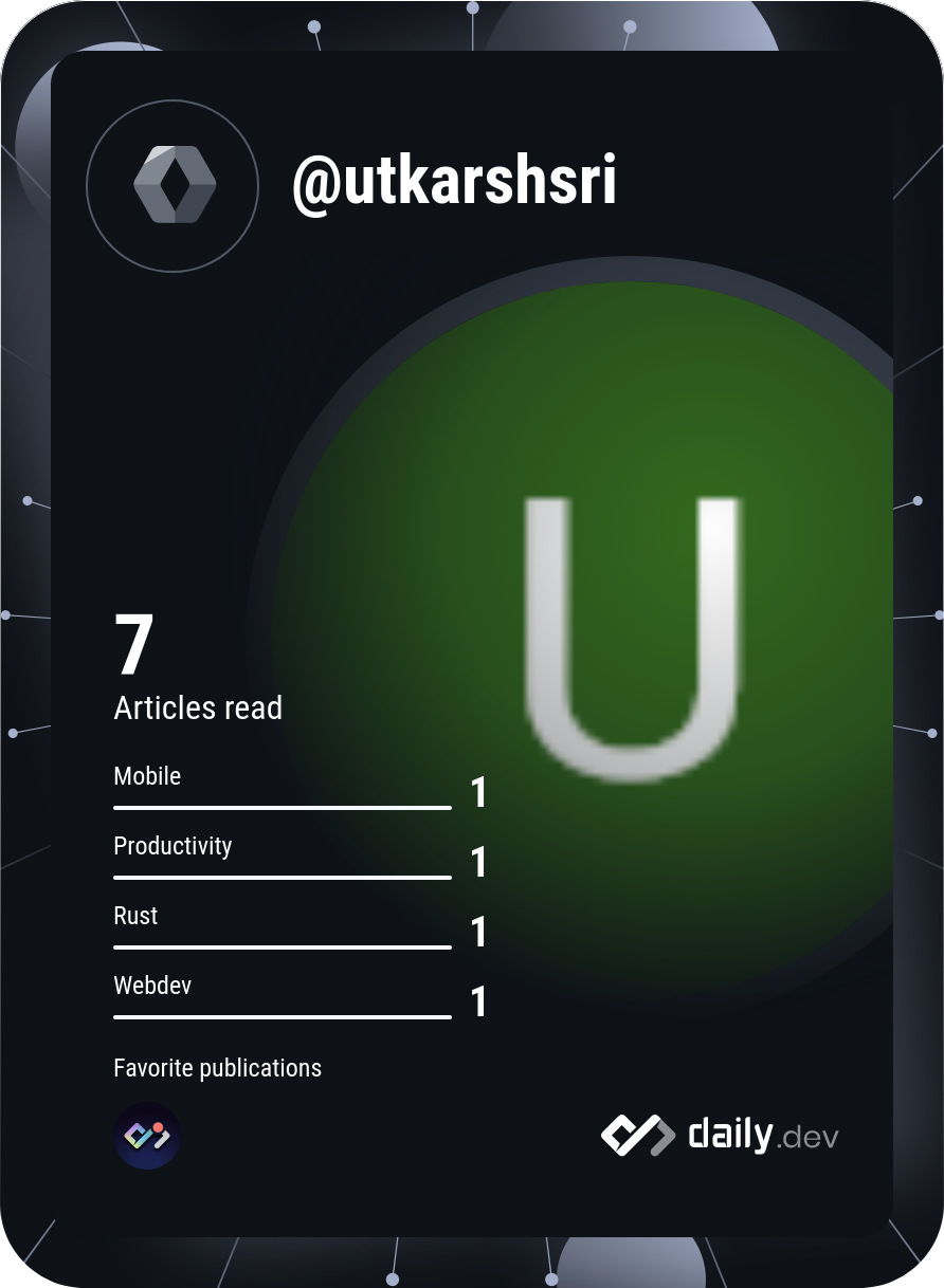 Utkarsh Srivastava's Dev Card