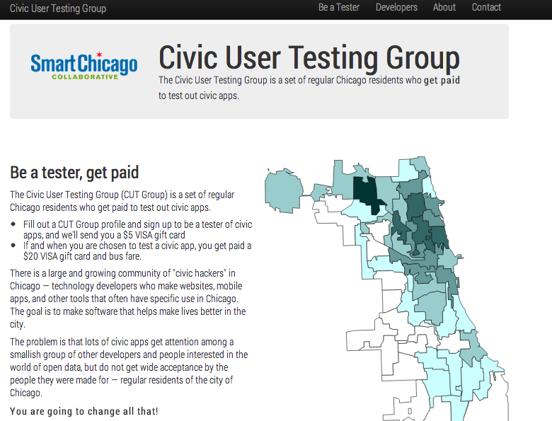 Screenshot of Civic User Testing Group Website 