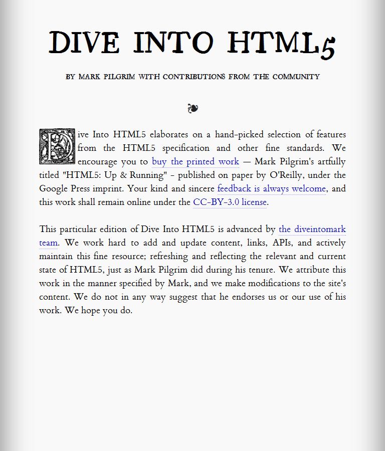 Dive Into HTML5 Tablet Theme