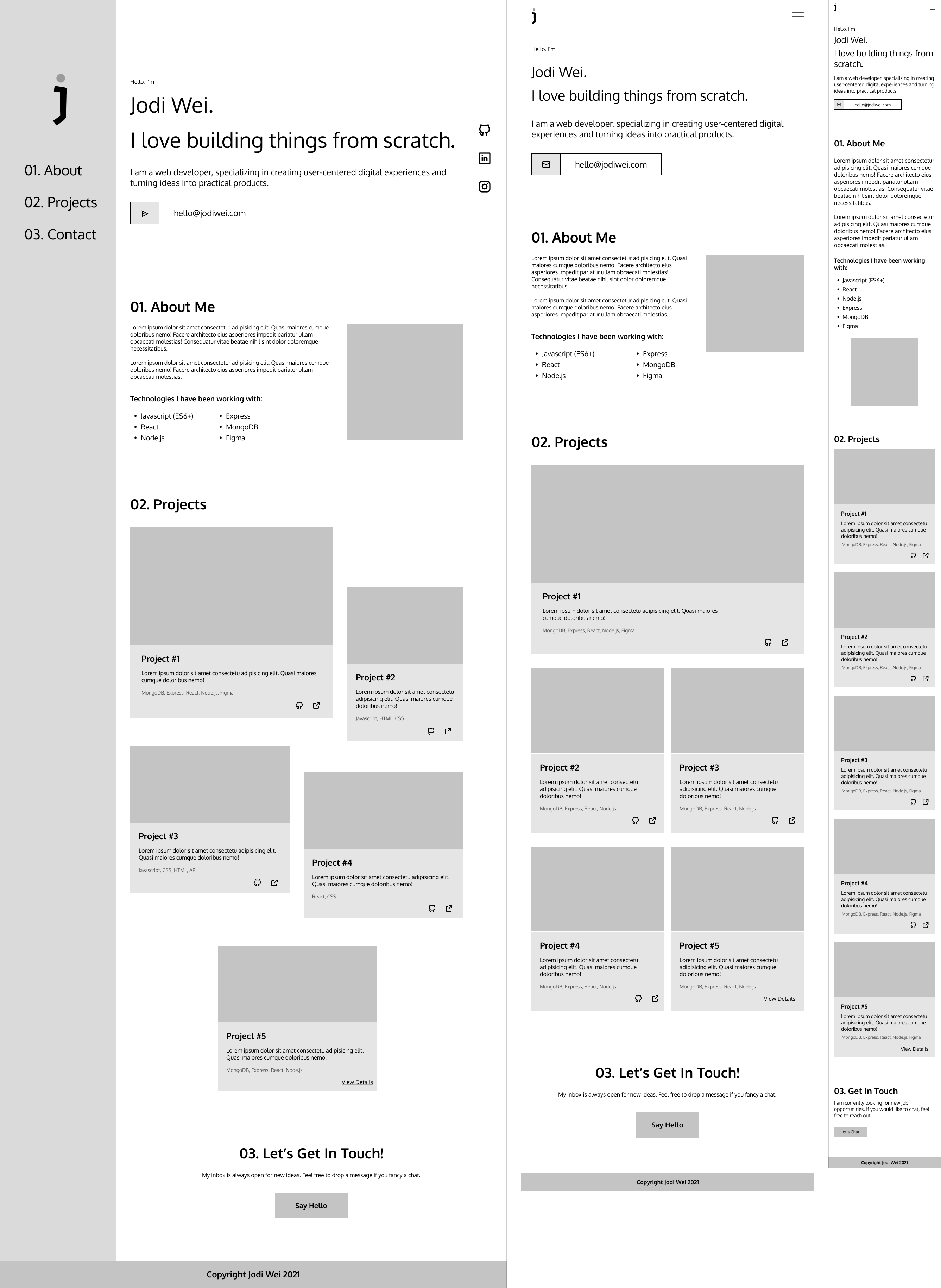 home page wireframes