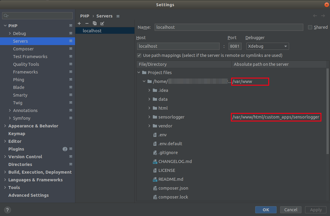 PHPStorm Path mappings