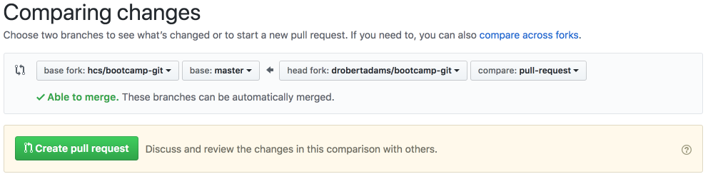 pull request options