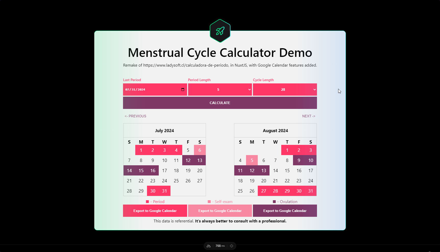 GitHub - maximoospital/menstrualcalc-demo: NuxtJS-based Menstrual Cycle ...