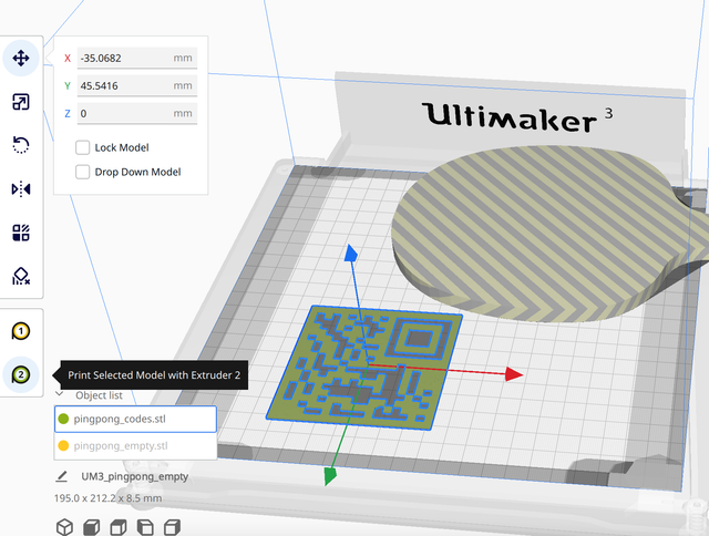 Setting extruder 2