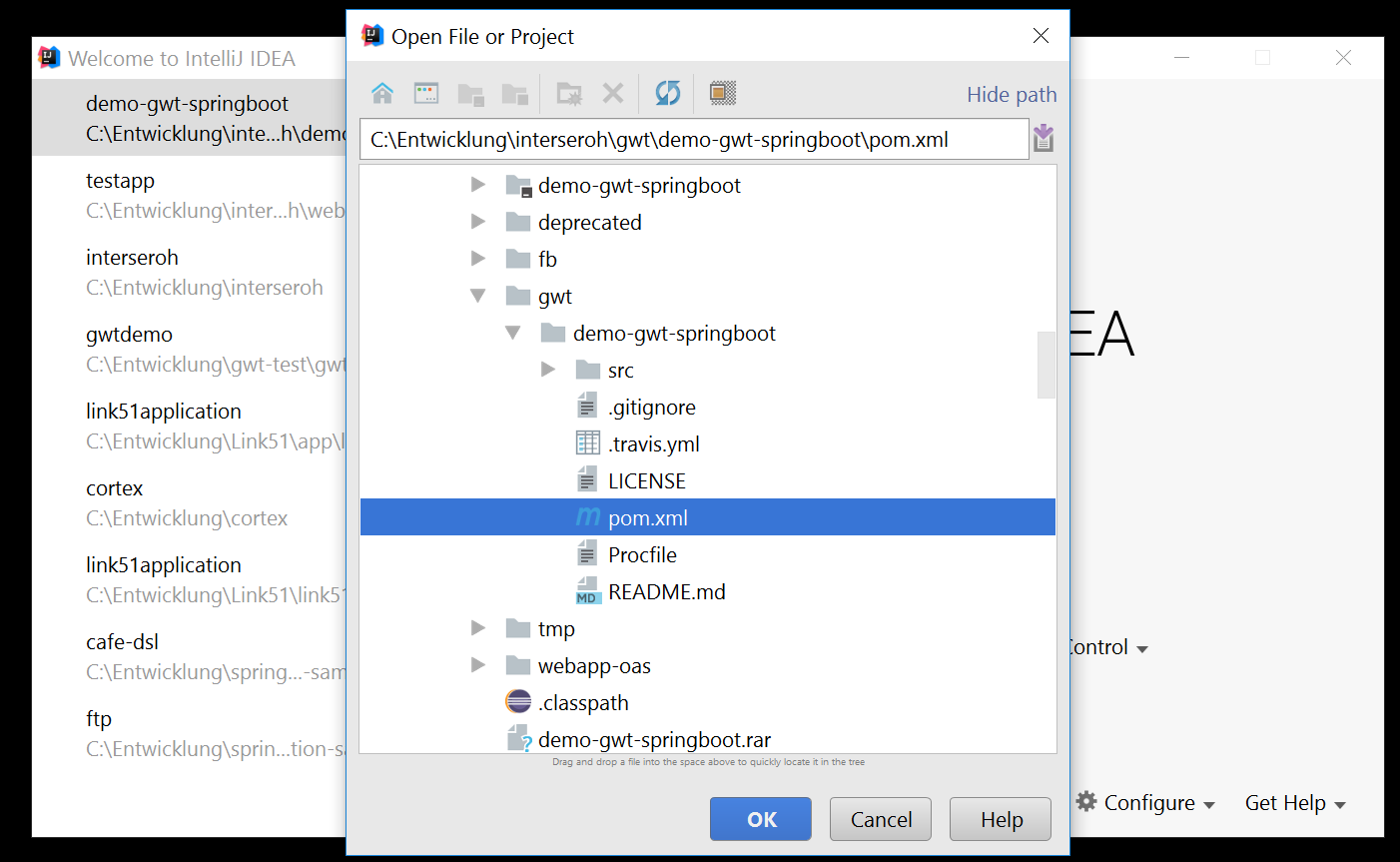 Open Project in IntelliJ