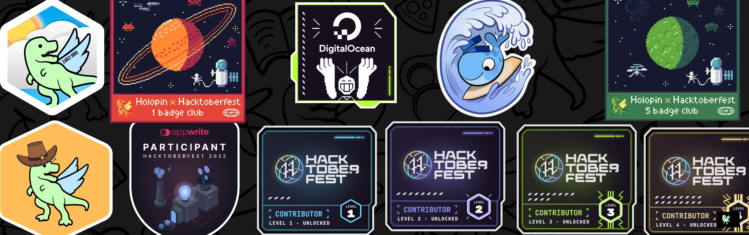 An image of @ghajba's Holopin badges, which is a link to view their full Holopin profile