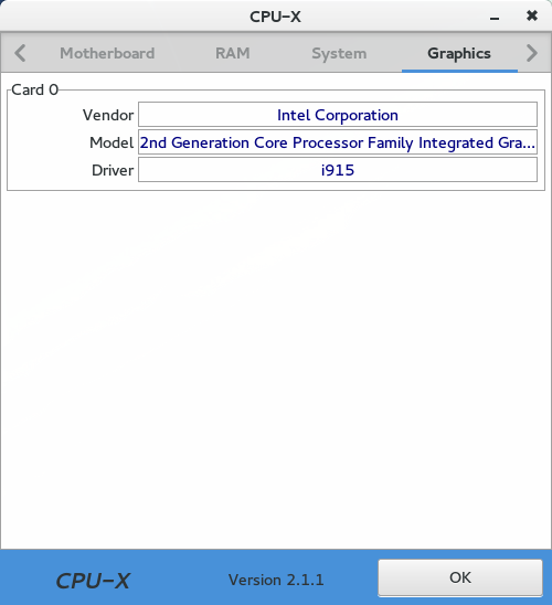 CPU-X on ArchLinux x86_64, GTK 3.16