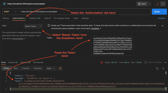 Using a JSON Web Token in Postman