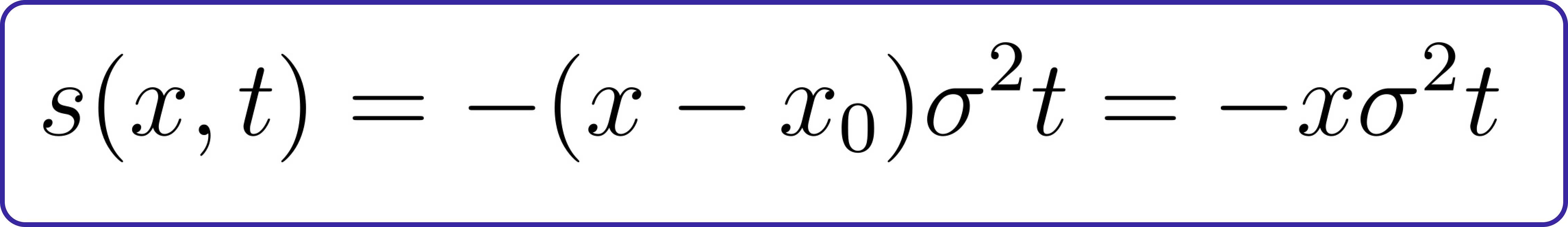 Score function when noise strength is constant