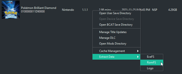 Picture showing where to extract on Ryujinx