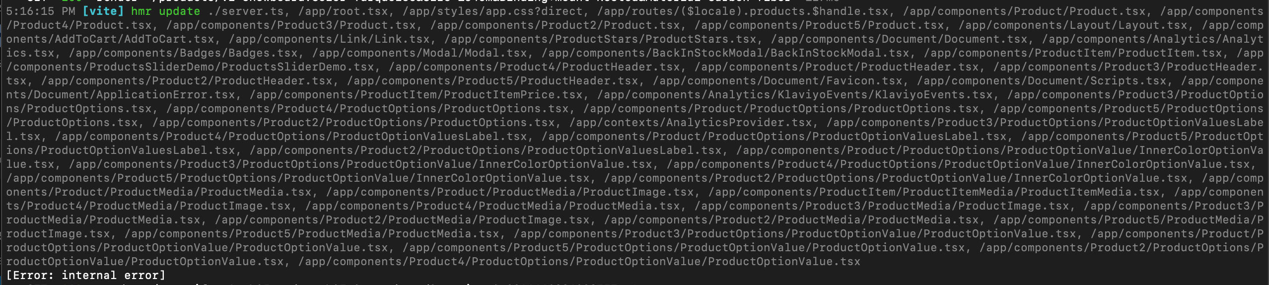 Example hmr error in terminal