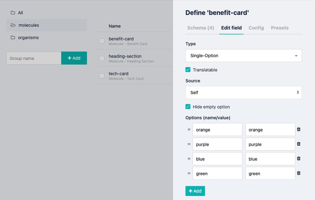 Benefit Card Color single-option definition