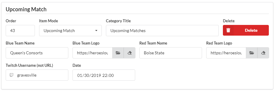 Upcoming Match Item