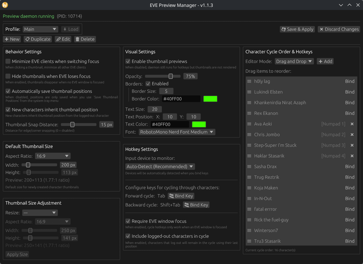 EVE Preview Manager in action