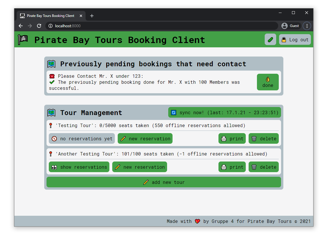 Image of the Booking App Frontend