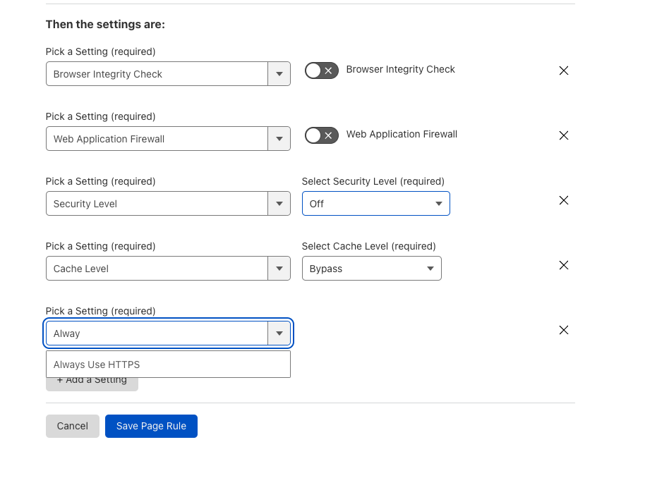 page rule UI