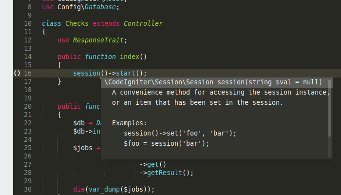CodeIgniter Code-Completion for SublimeCodeIntel