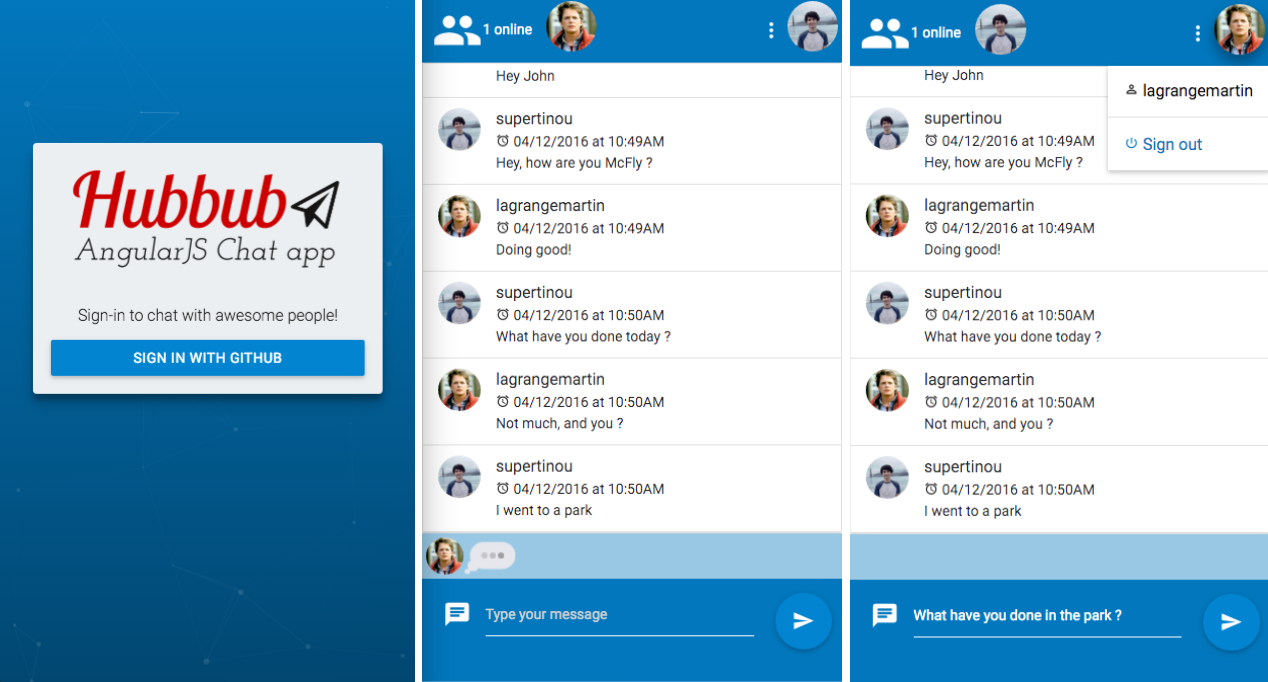 AngularJS Hubbub Screenshot