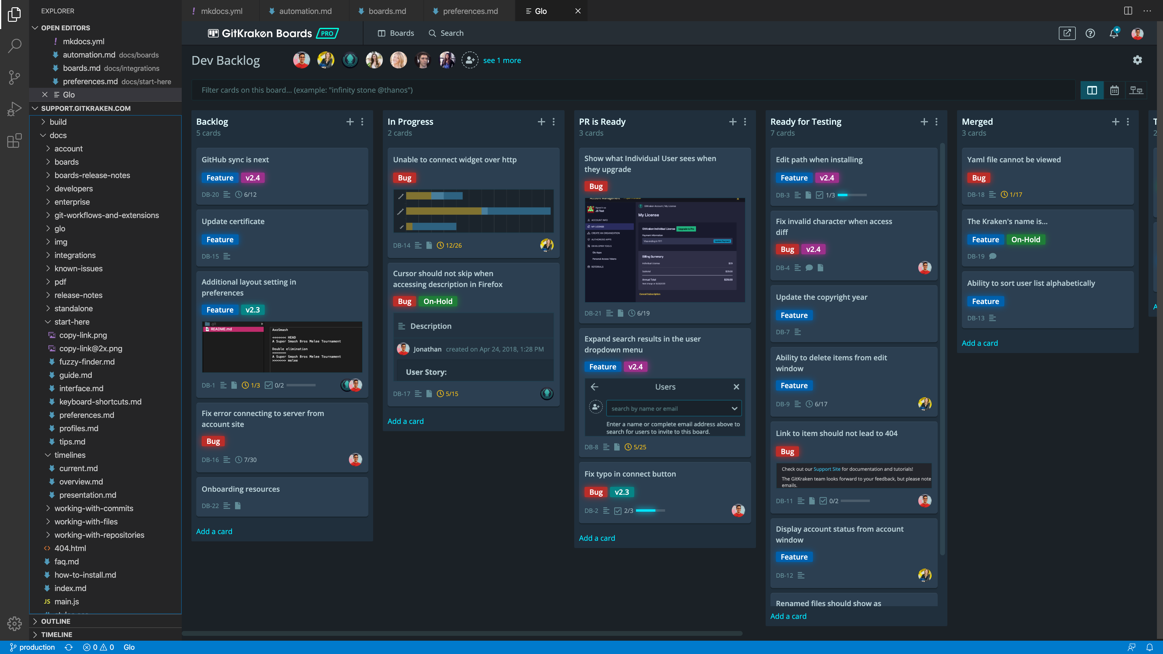 GitKraken Boards inside VS Code