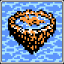 A floating island over an ocean