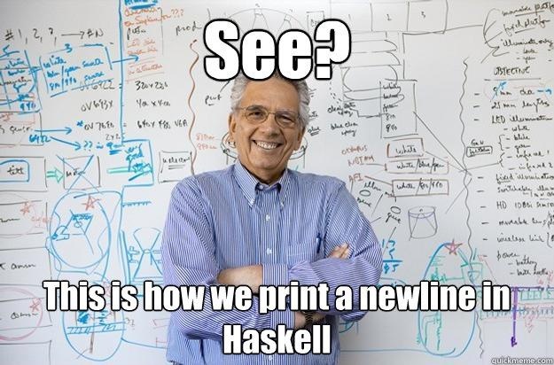 Printing a newline in Haskell