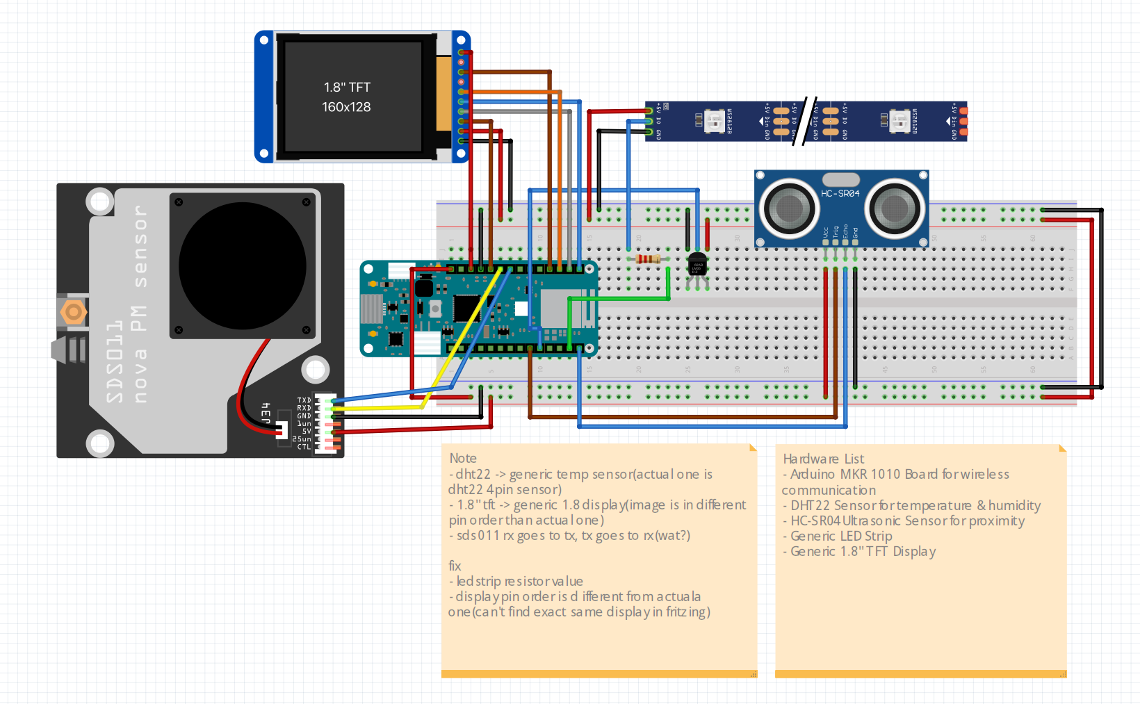 Fritzing breadboard hardware planning