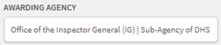 New Awarding Agency Filter Text