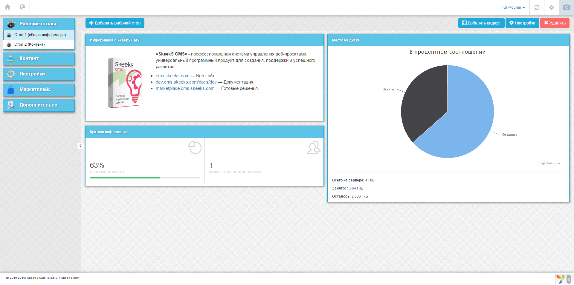 SkeekS CMS admin panel