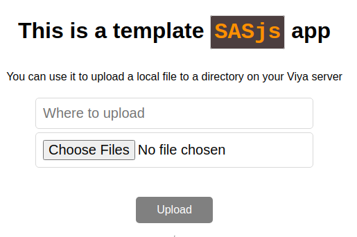 screenshot of sasjs file uploader