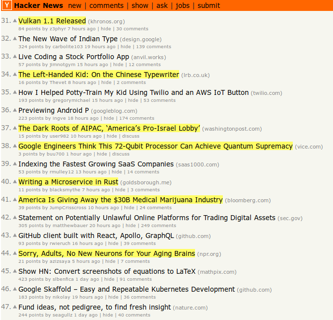 Hacker News Highlighter