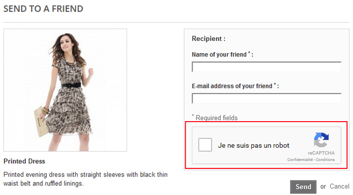 Captcha on send to a friend form