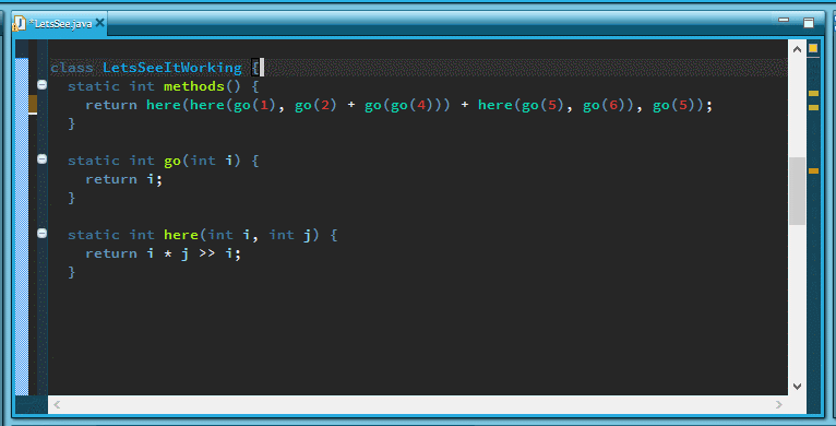 Animated GIF recording showing refactoring and inlining local variables