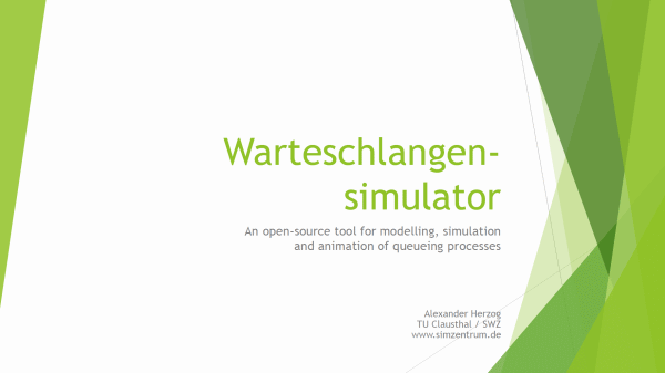 Slides introducing Warteschlangensimulator