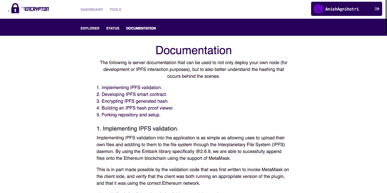 Documentation Page