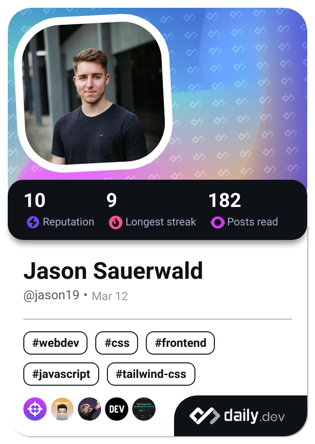 Jason Sauerwald's Dev Card