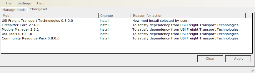 USI FTT changeset tab