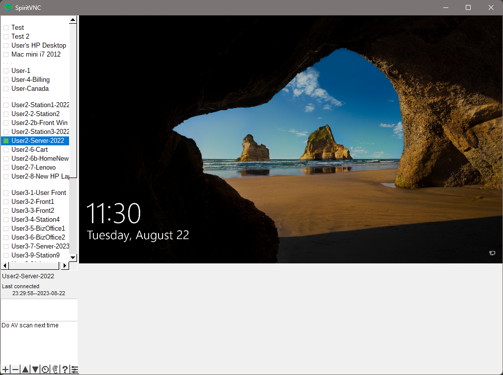 SpiritVNC - FLTK screenshot on Windows 11